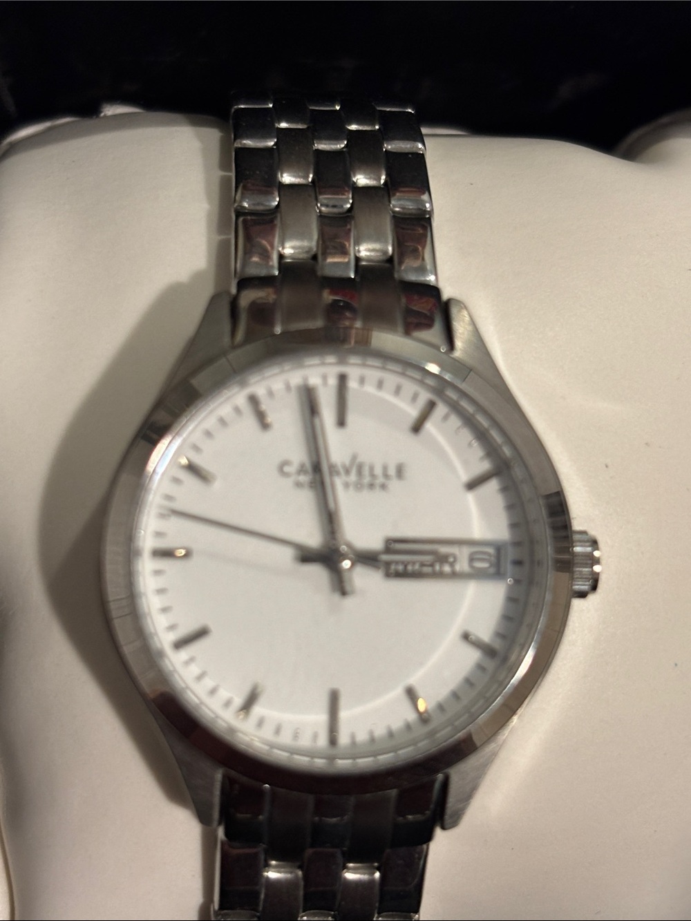 Caravelle New York Women's Silver and White Stainless Steel Watch